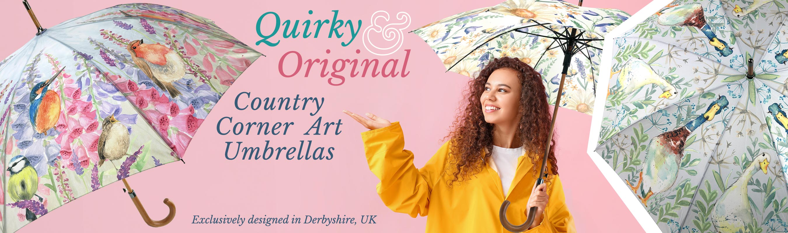 Country Corner Watercolour Art Umbrellas - Quirky & Original designs